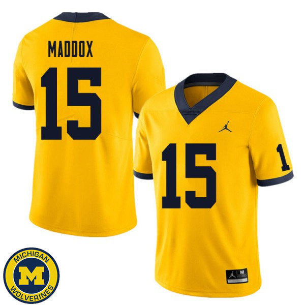 Men's University of Michigan #15 Andy Maddox Yellow NCAA Football Jersey